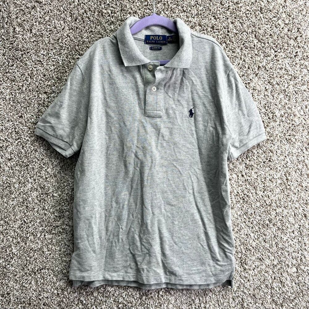 POLO Ralph Lauren Shirt Boys Medium 10-12 Gray Classic Fit Short Sleeve